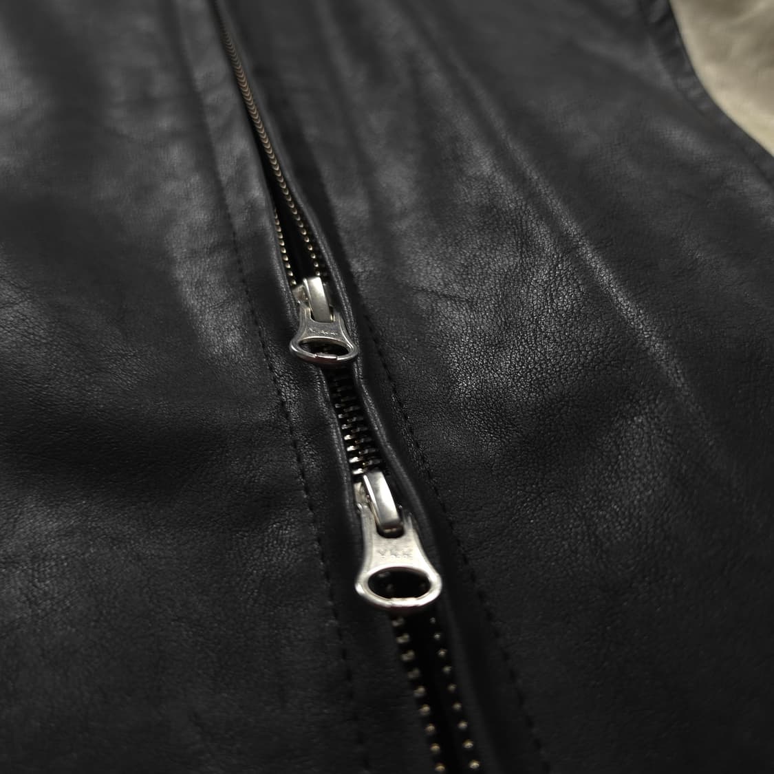 빈티지 카페레이서 배색 레더 바이커 자켓 (L) 상품이미지4