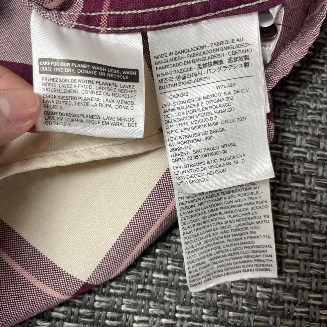 리바이스 아이보리 버건디 체크 투포켓 체크셔츠 M 상품이미지5