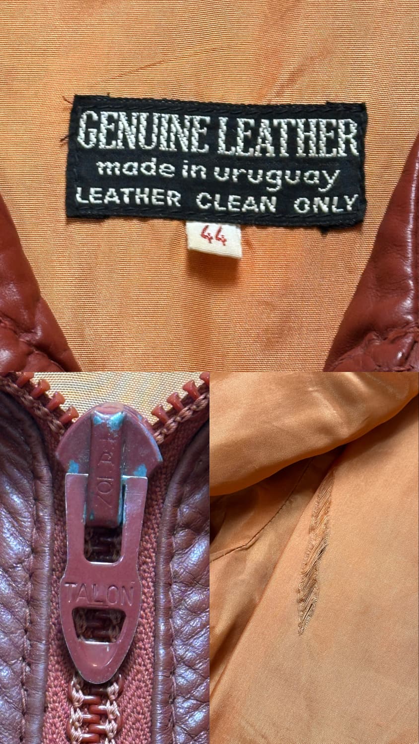 80's 빈티지 오렌지 레더 크롭 자켓 빈티지 가죽자켓 상품이미지9