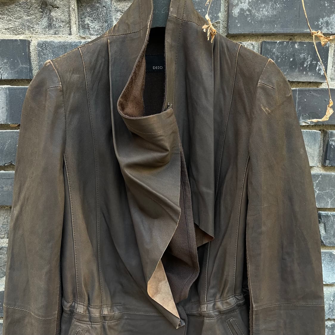 [XS~S] DECO 하이넥 레더 여성 자켓 상품이미지4