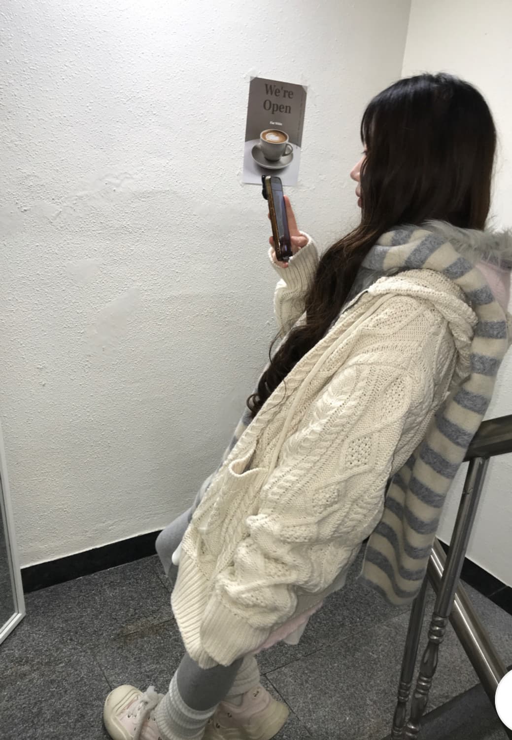 코디 set/ 히니츠키 코요리울니트후집+로맨틱캣츠퍼 후집+목도리 상품이미지4