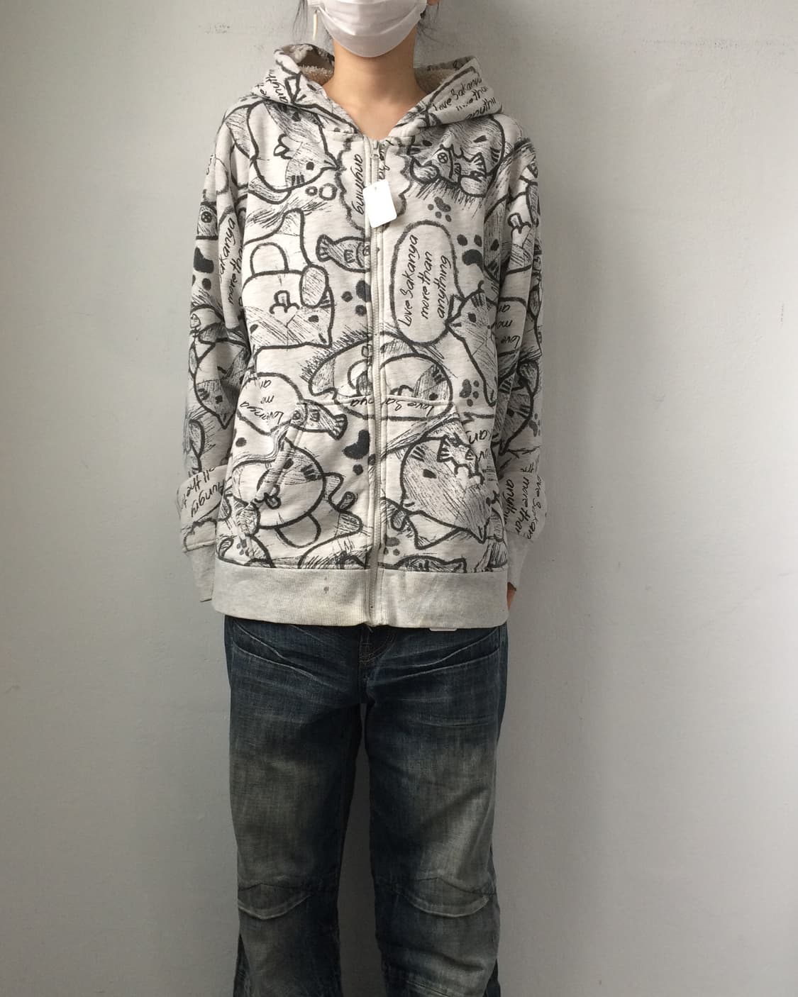 Cat pattern hood zip up 상품이미지1