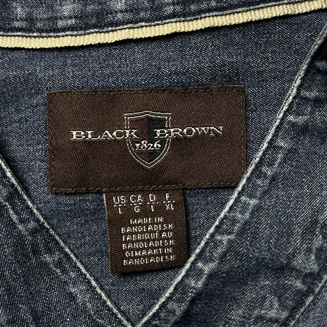 BLACK BROWN 1826 빈티지 밴드칼라 데님 셔츠 A00736 상품이미지9