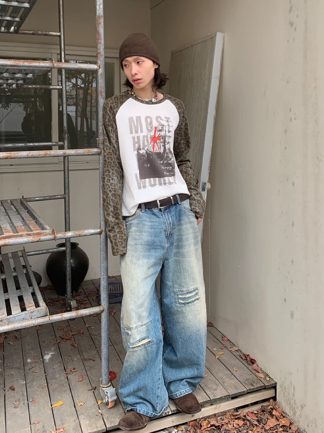 레오파드 래글런 롱슬리브 티셔츠 상품이미지4