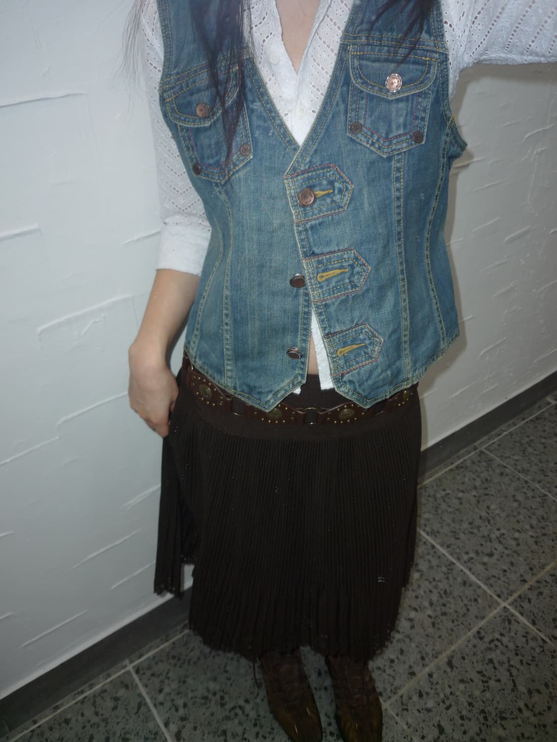 deep brown pleats skirt 상품이미지1