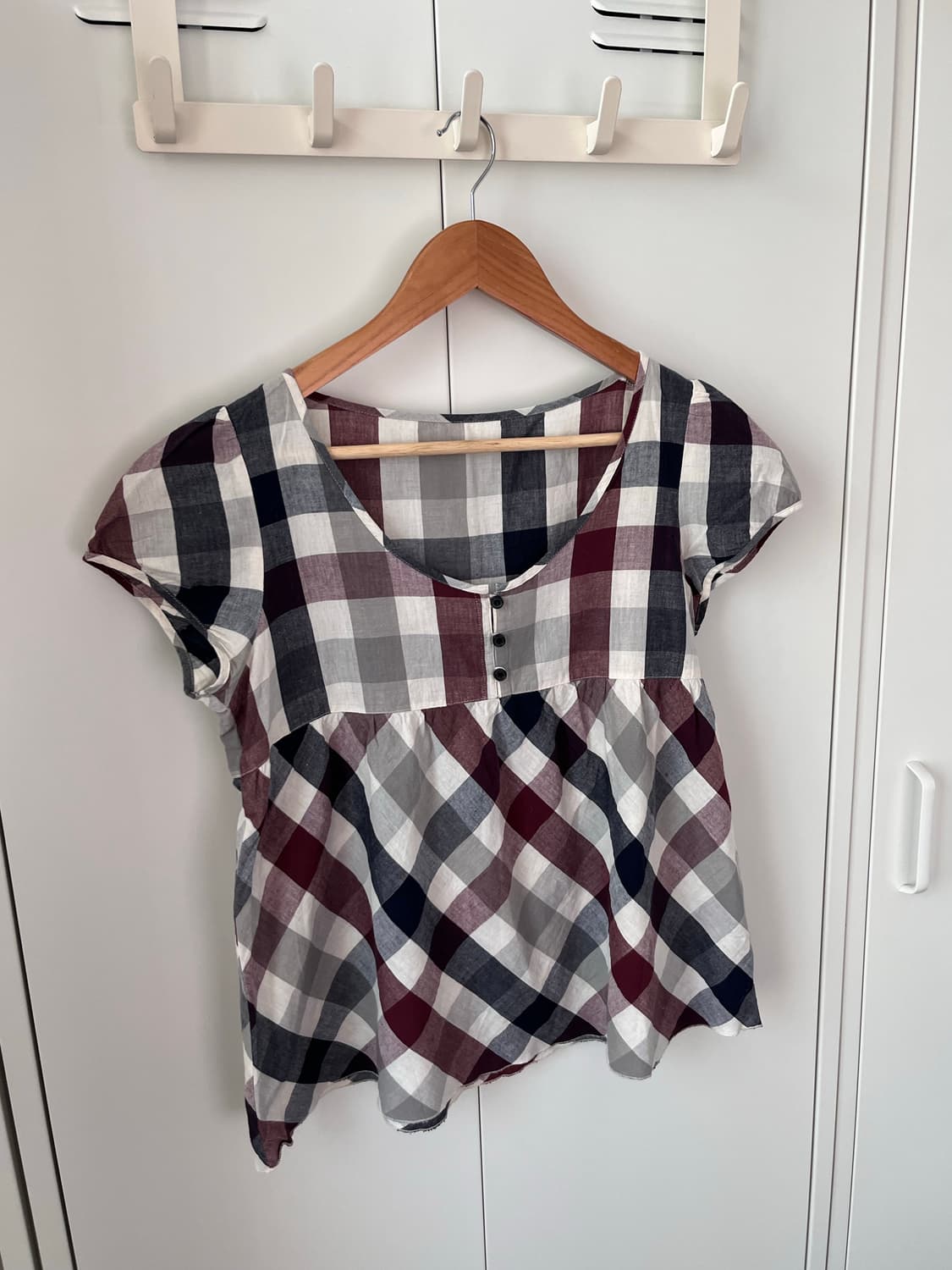 Patty perry 체크 패턴 캡소매 블라우스 상품이미지6