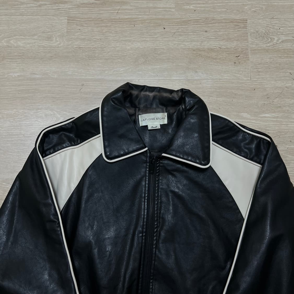 라퍼지스토어 사이드라인 파이프 레더 가죽 봄버자켓 [블랙] S/90 상품이미지2
