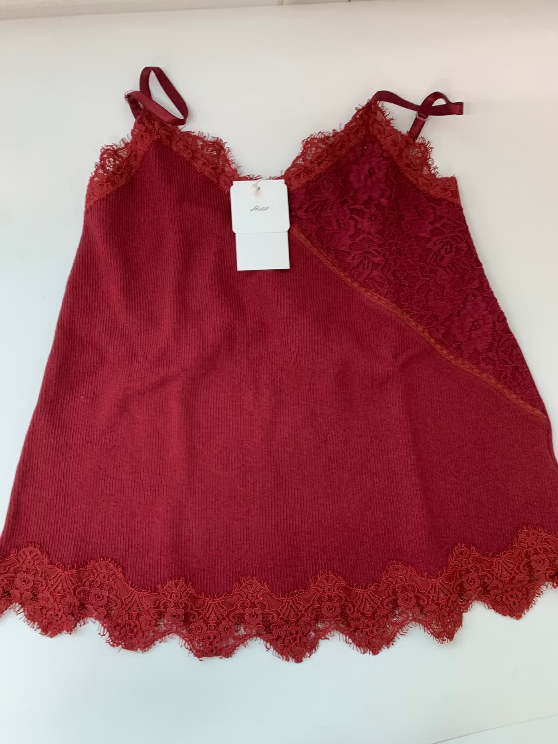 Cotton Long Lace Slip (Red) 상품이미지5