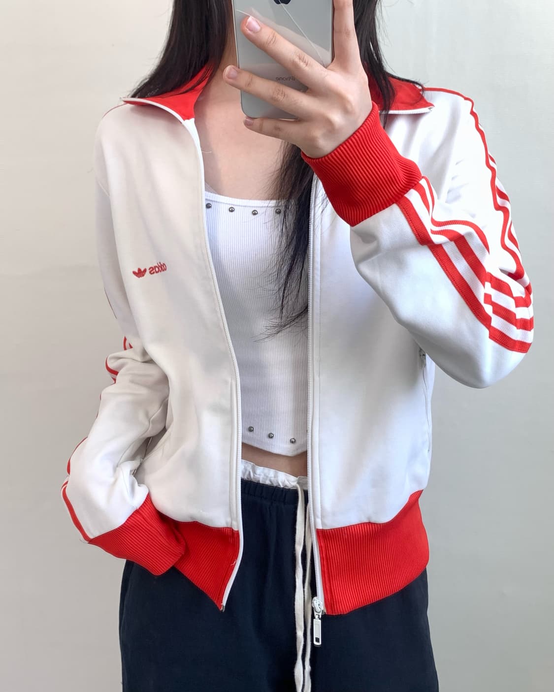 Adidas 아디다스 화이트-레드 로고 트랙탑 상품이미지2