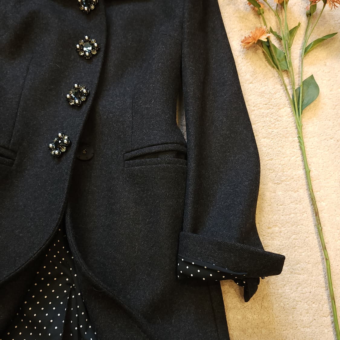 돌체앤가바나 울코트 밍크퍼 쥬얼리 버튼 버진울 코트 38 상품이미지7