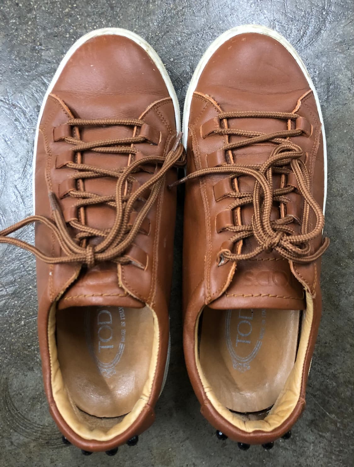 TOD'S 남성 가죽 스니커즈 브라운 41 상품이미지2