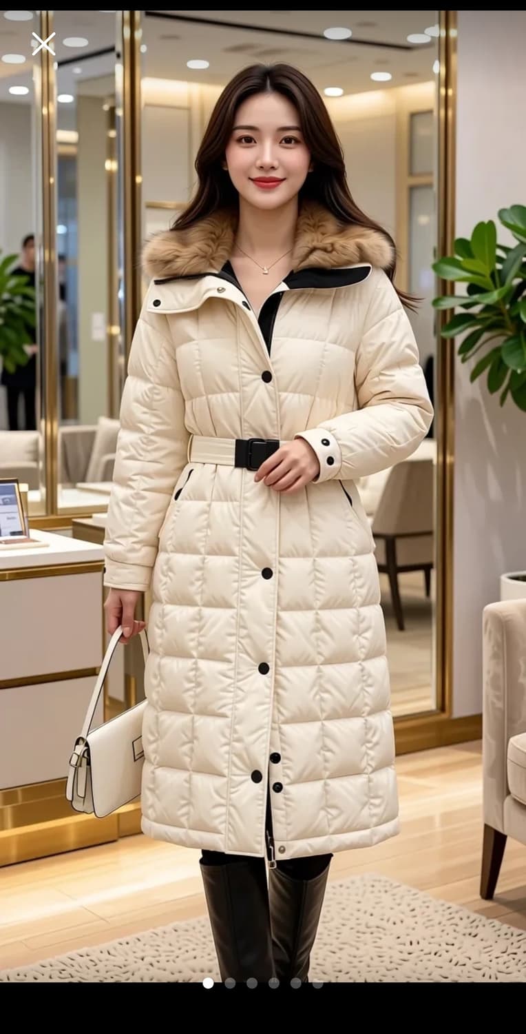 몽클레어 그레노블 벨티드 리얼폭스퍼 롱패딩 상품이미지1