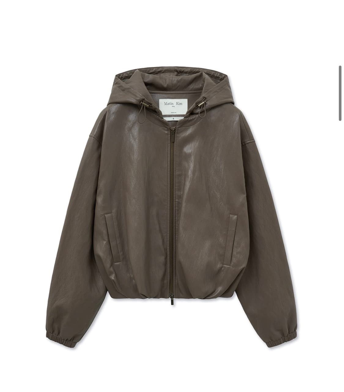 무신사 마뗑킴 레더 후디 후드 크롭 점퍼 자켓아우터 브라운 에이블리 상품이미지2