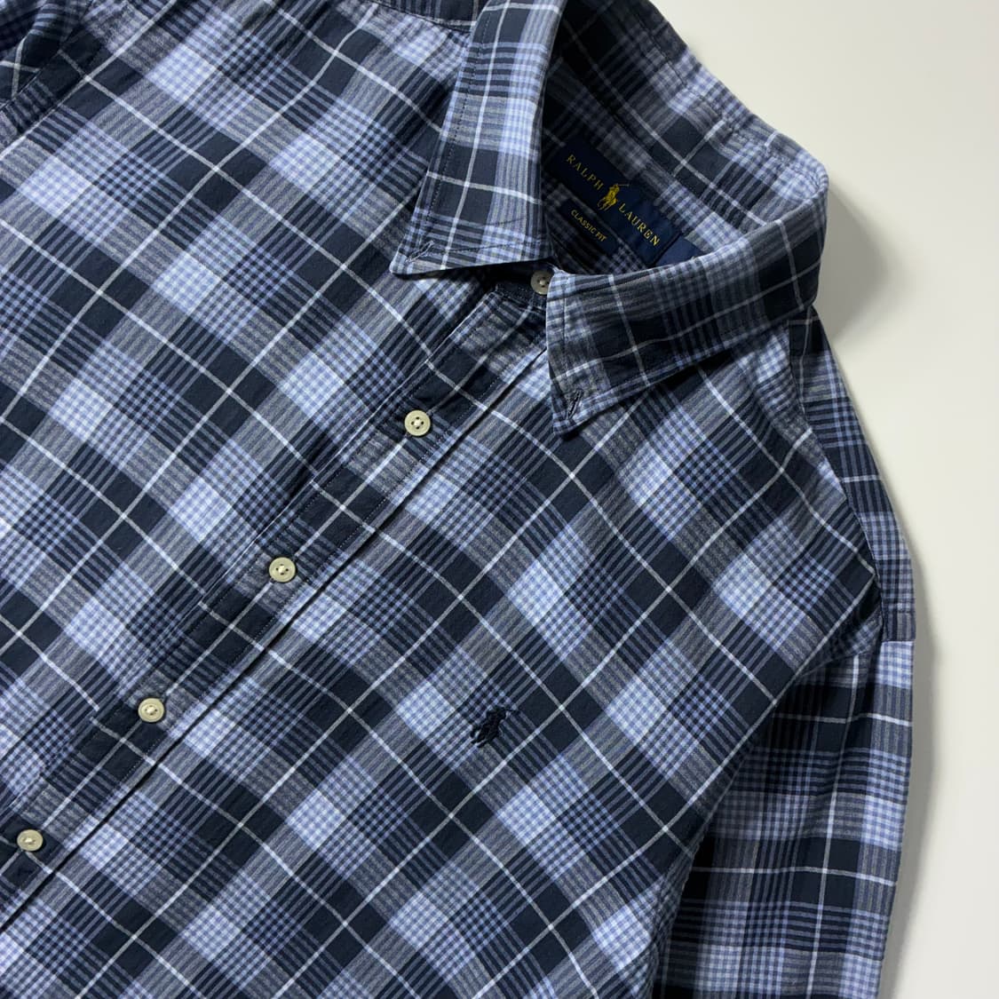 Polo  폴로 랄프로렌 자수 코튼 다크블루 체크 셔츠  상품이미지3