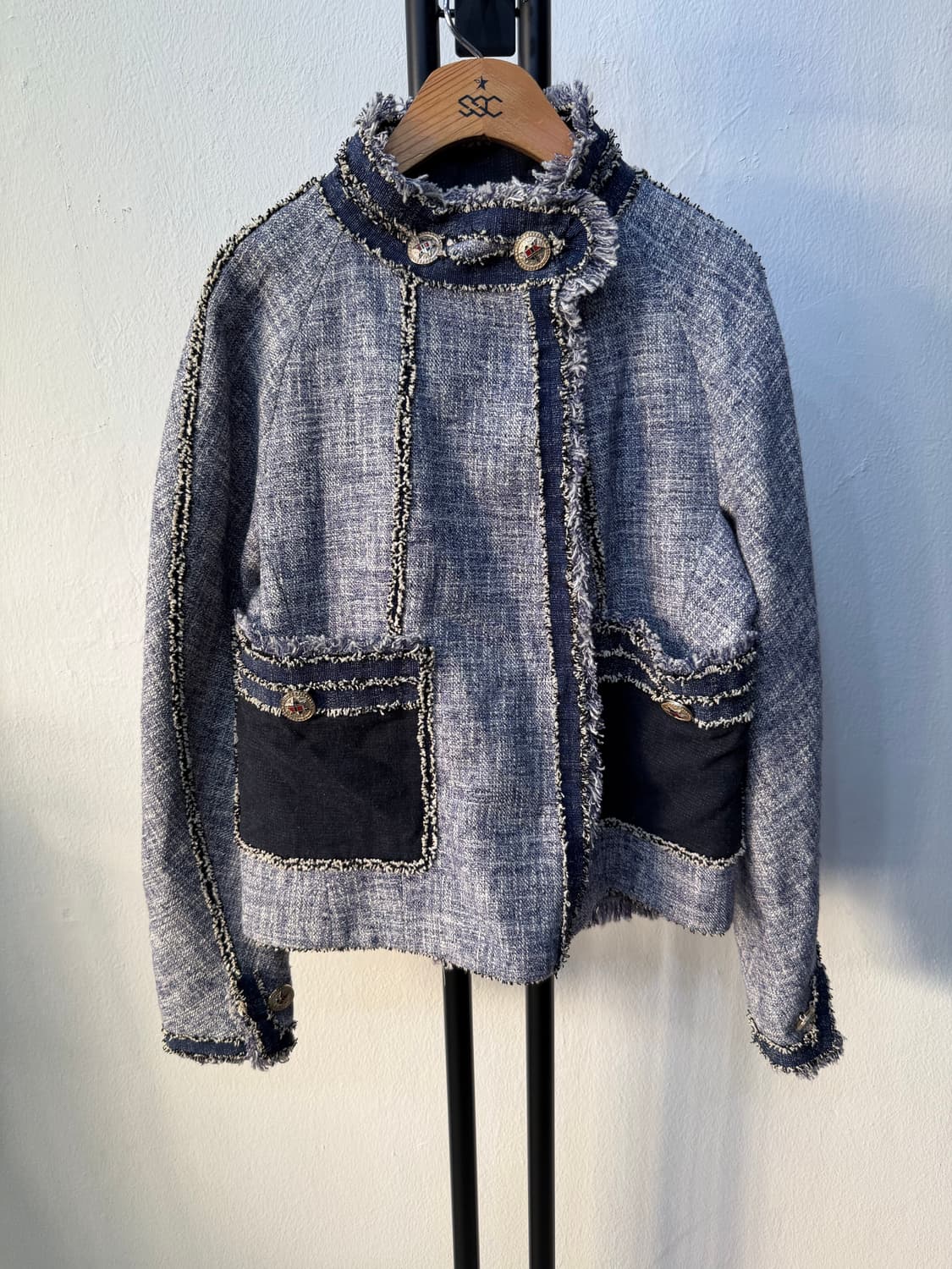 정품) TIME 타임 한섬 트위드 블루 자켓 82 상품이미지1