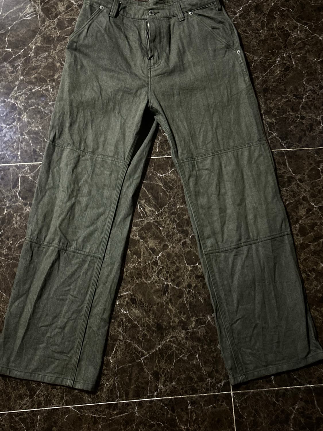 쿠어 노 페이드 카펜터 데님 팬츠 올리브그린 상품이미지1