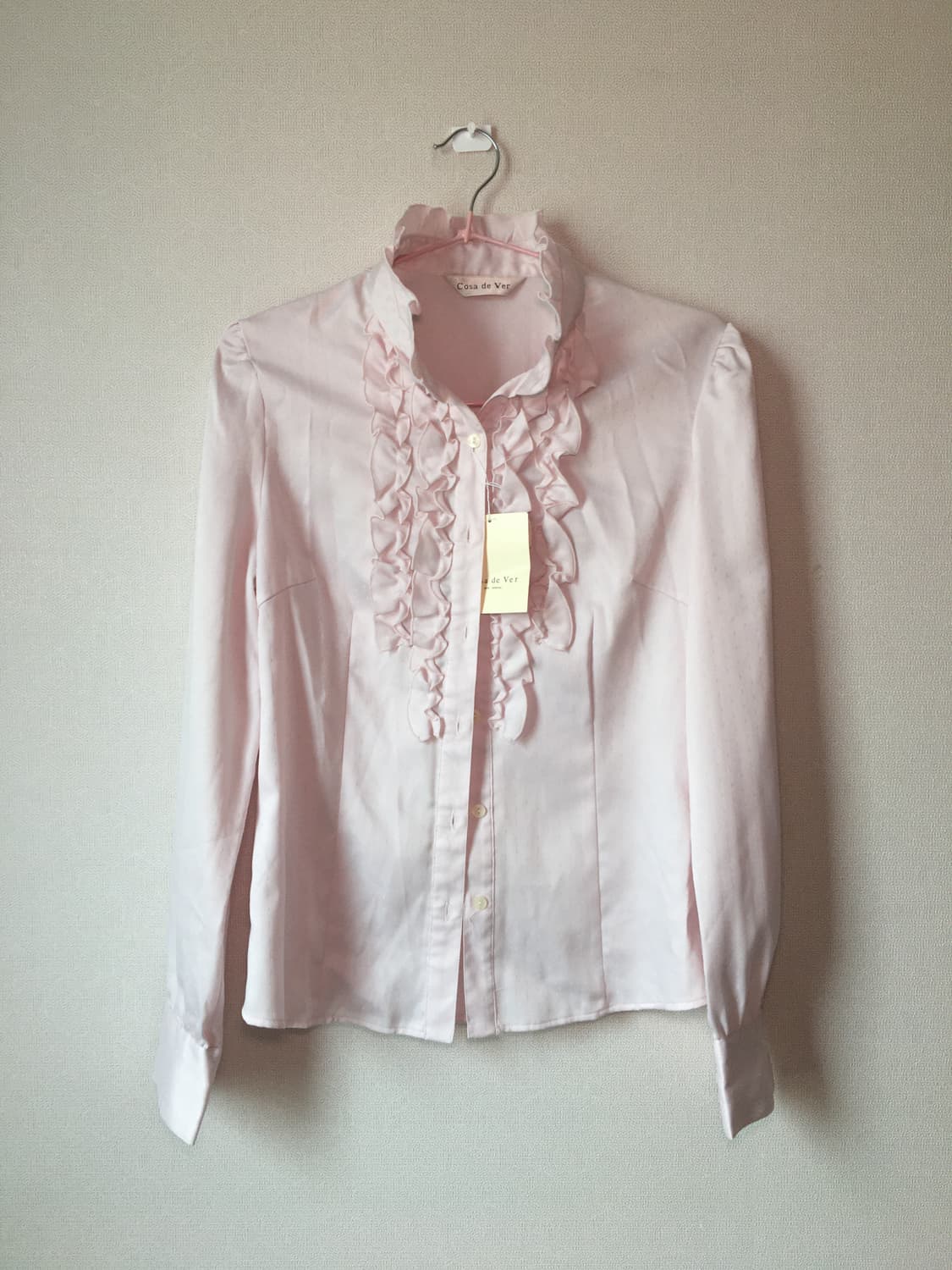 데드스탁 빈티지 공겜 로걀 러블리 프릴 블라우스 핑크 탑 상품이미지1