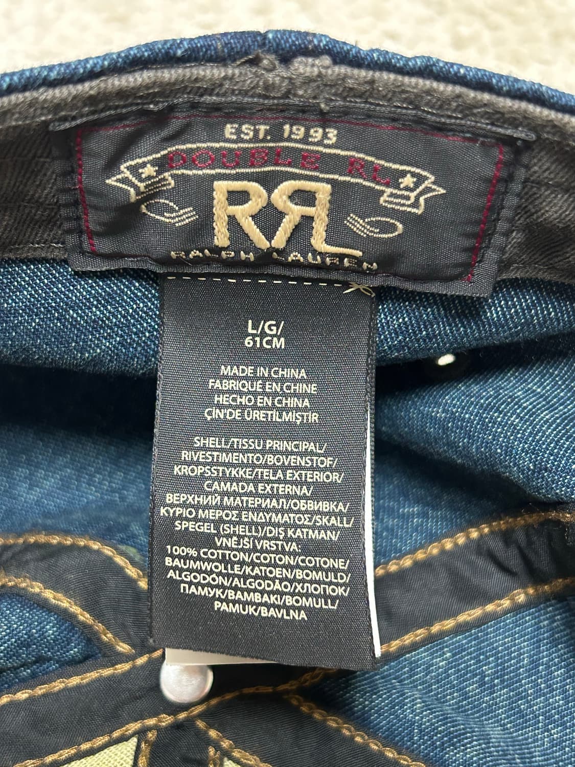 RRL Indigo Denim Ball Cap 상품이미지8