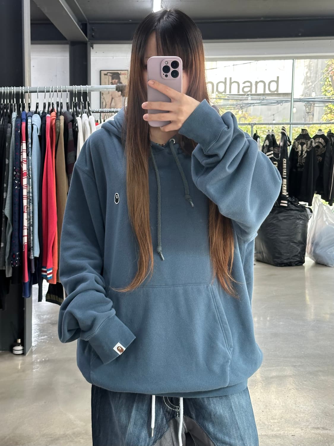 베이프 재팬 자수사루 풀오버 후드티 상품이미지4