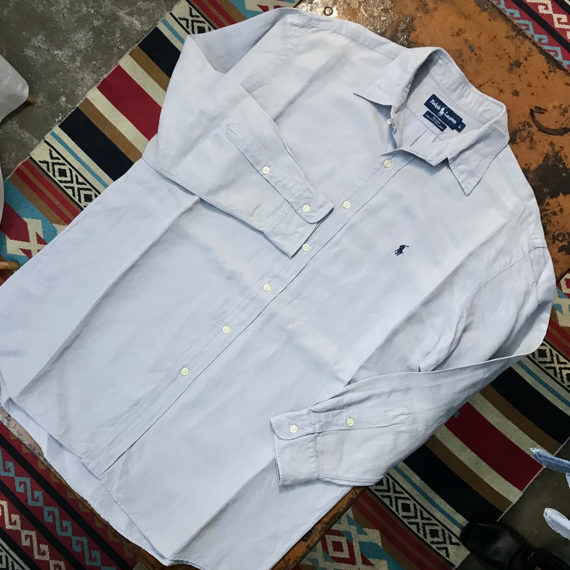 폴로랄프로렌 그레이 실크 린넨 혼방 셔츠 남성 115 빅사이즈 상품이미지2