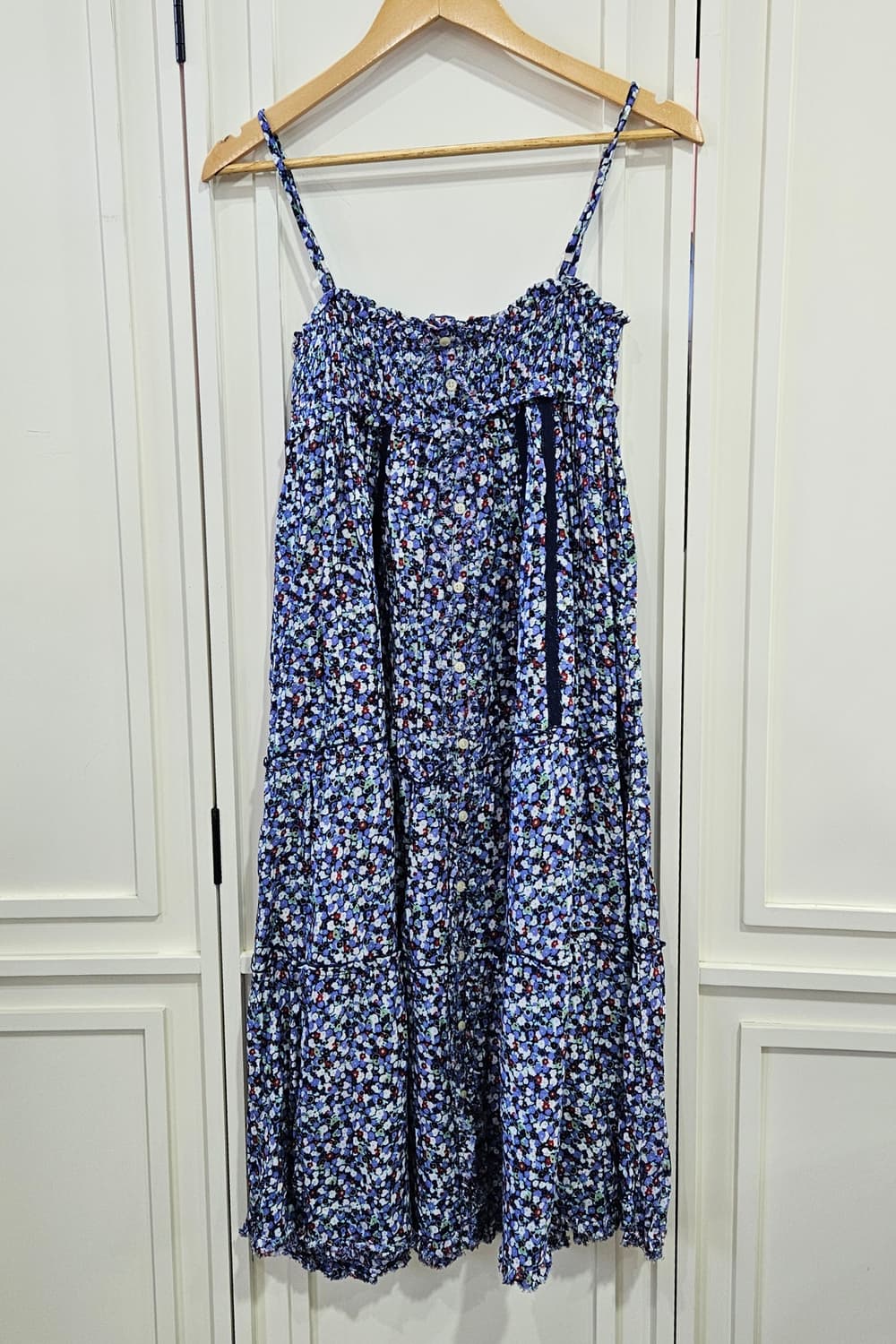 블루플라워 패턴 끈 원피스 상품이미지1