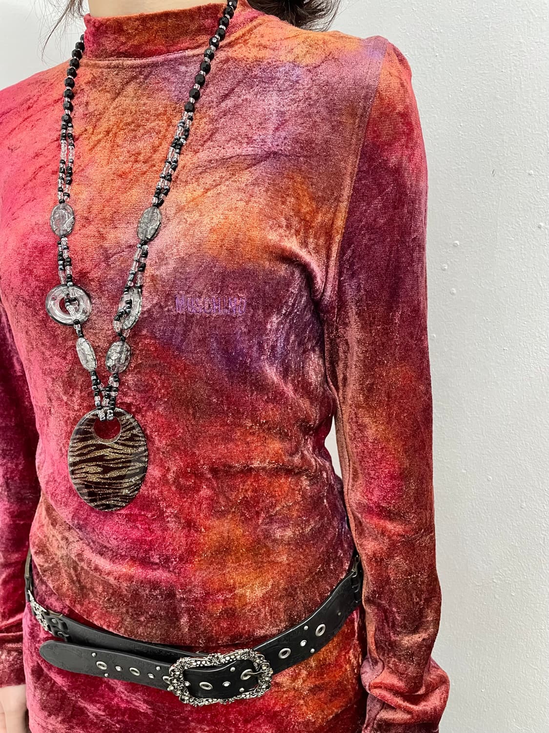 모스키노 로고 벨로아 슬림 탑  상품이미지2