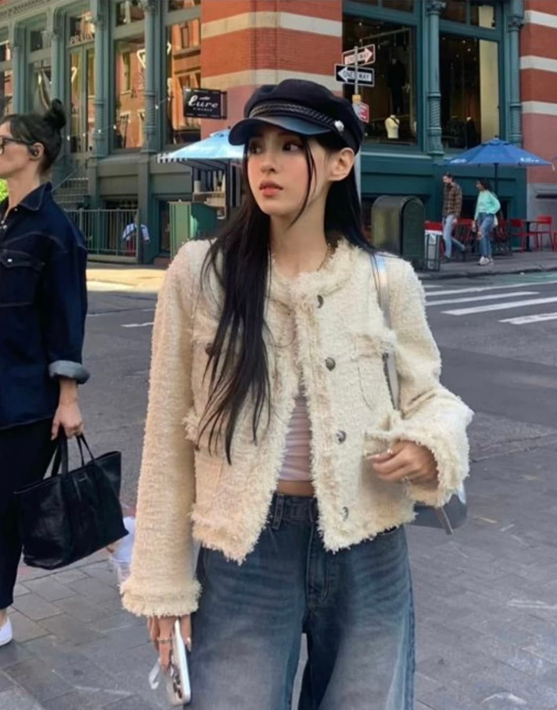 카키포인트 크롭 트위드 자켓 아이보리 상품이미지2