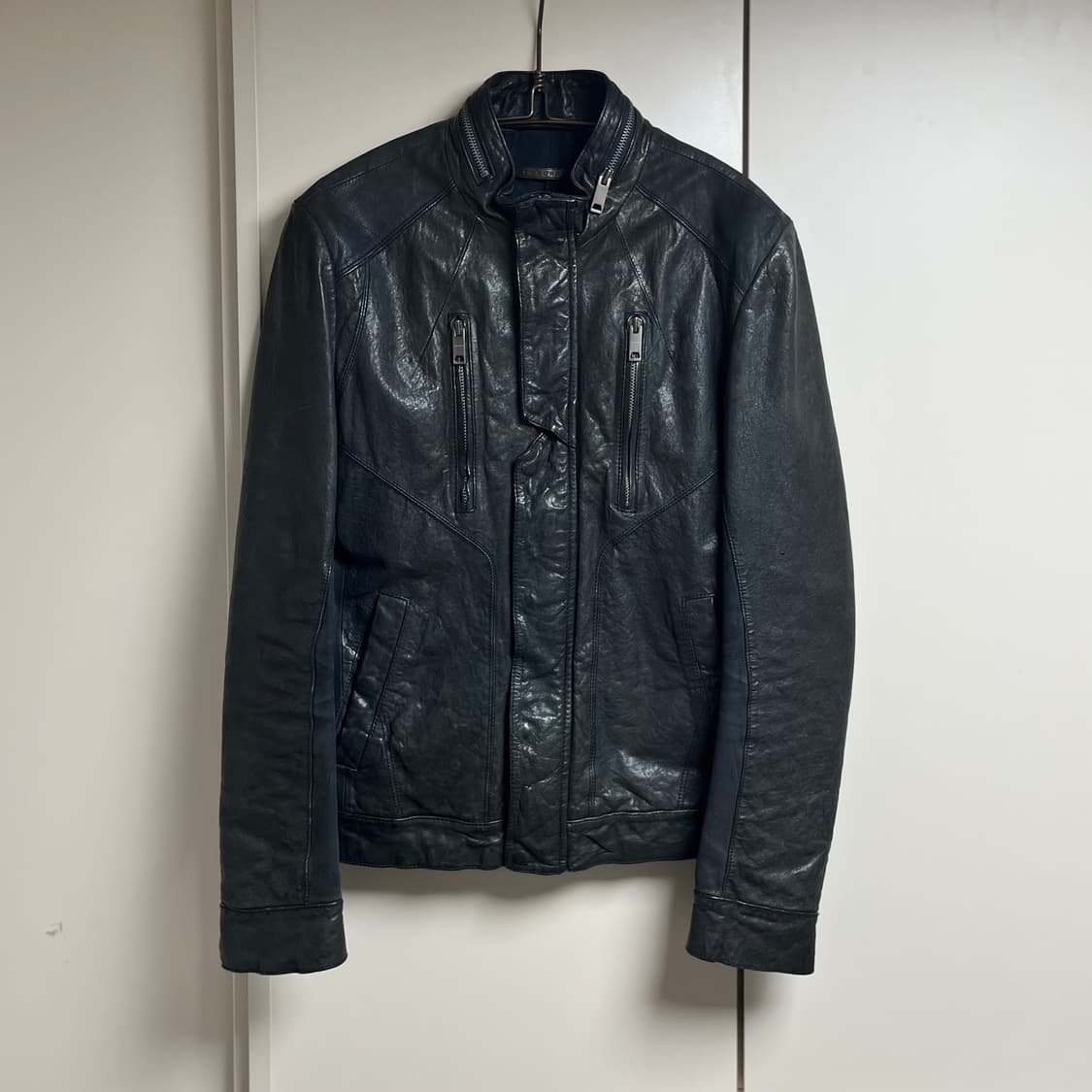 지오송지오 멀티지퍼 하이넥 램스킨자켓 상품이미지1