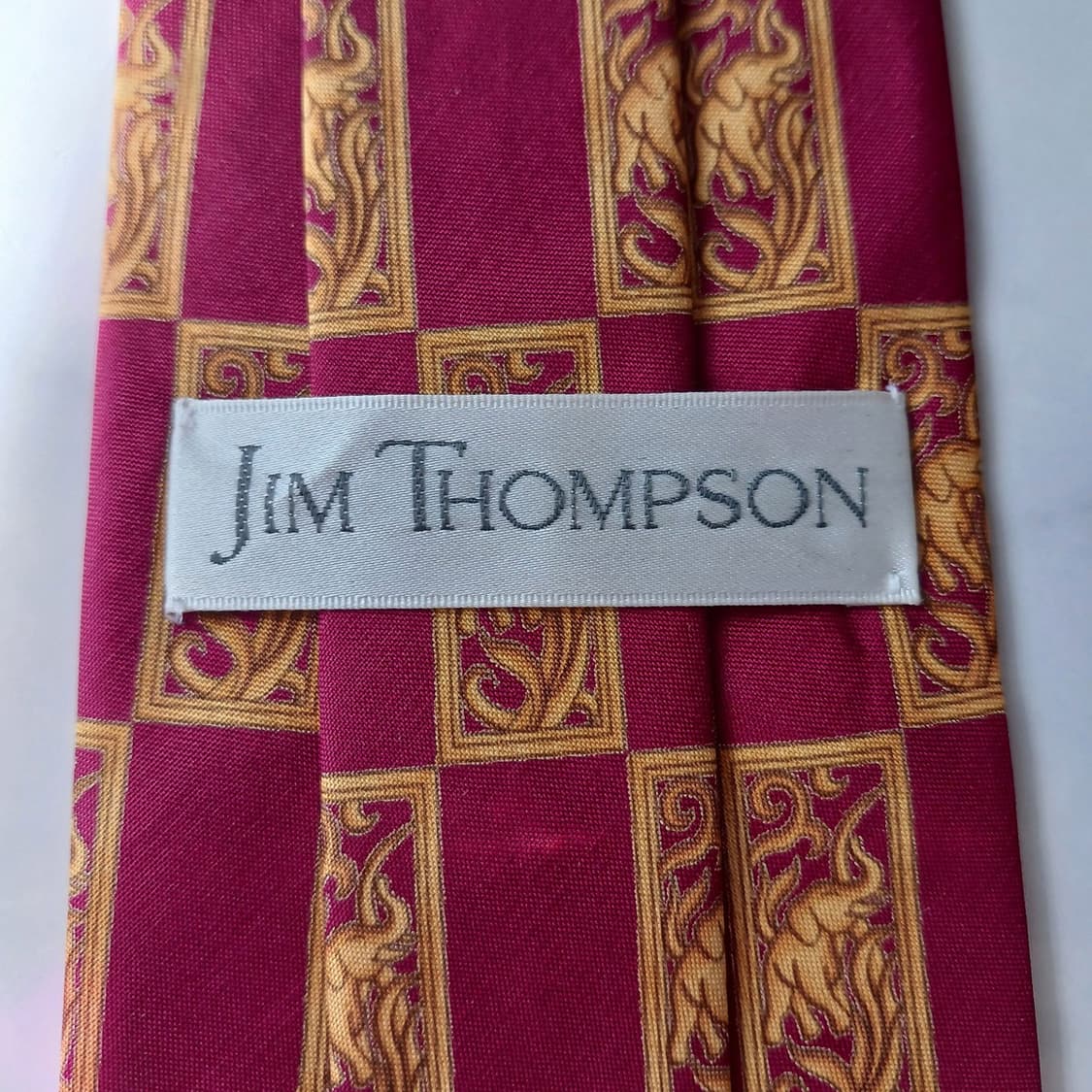 짐 톰슨 실크 레드 코끼리 패턴 넥타이 9.2cm A+등급 E718 상품이미지8