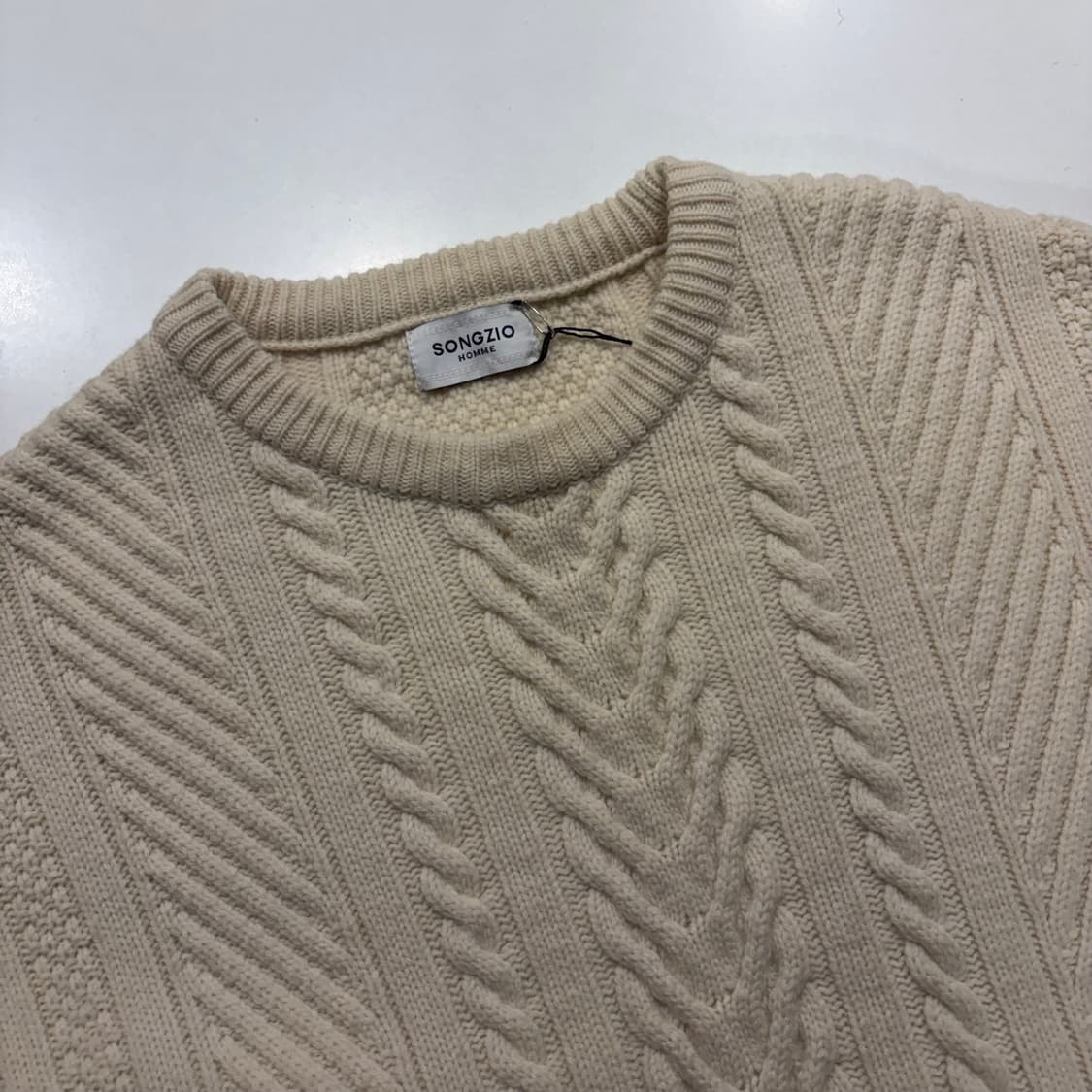 [95] 송지오 옴므 케이블 꽈배기 니트 아이보리 D234 상품이미지3