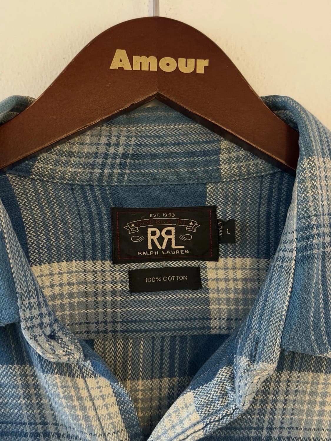RRL 더블알엘 플레이드 블루 체크 셔츠 상품이미지3