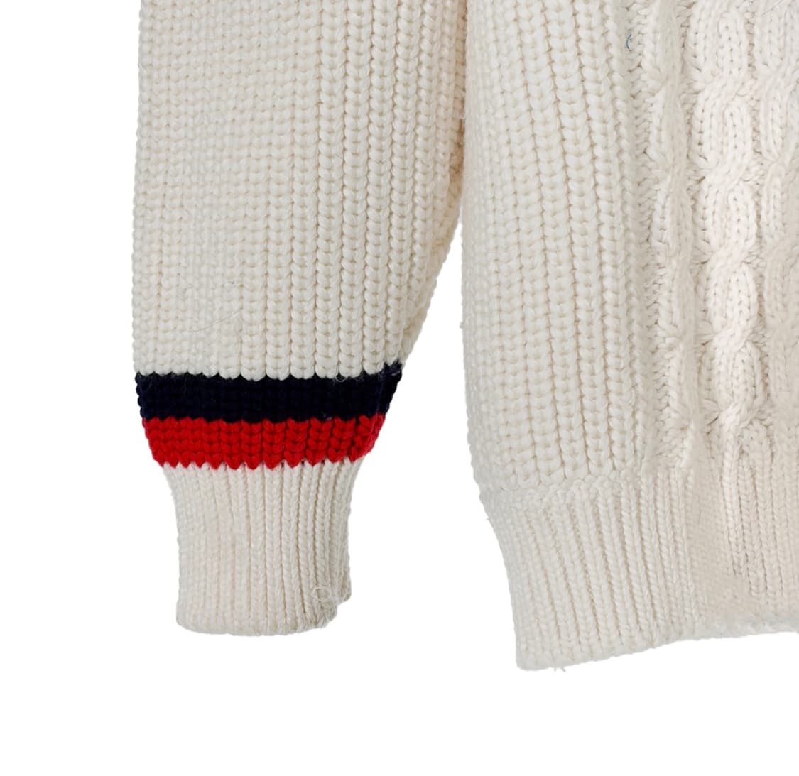 [38] 미우미우 여성 헤비 울 케이블 로고 패치 삼선 라인 니트 가디건 상품이미지7