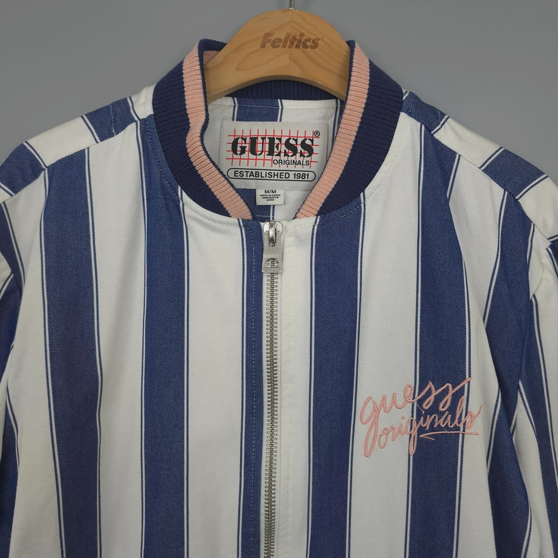 게스 GUESS 오리지널 스트라이프 항공점퍼 블루 M 상품이미지2