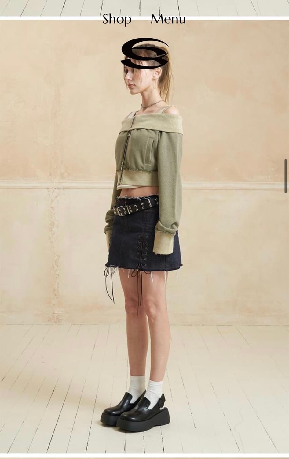 컷 앤 슬래시(cutandslash) 오프숄더 투웨이 크롭 집업 상품이미지3