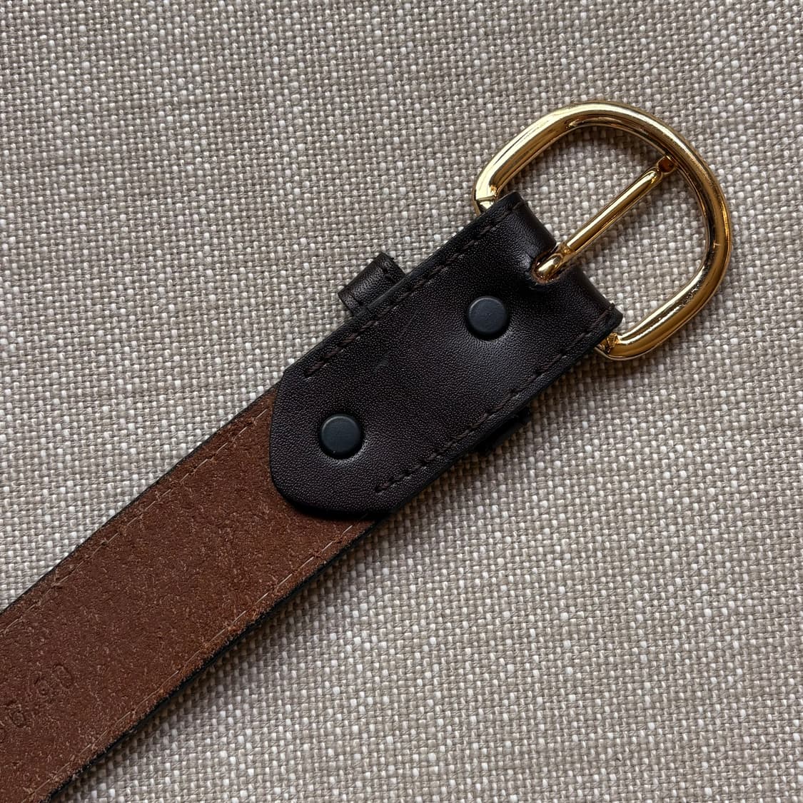 [35-36] 90s USA 다크 브라운 레더 솔리드 브라스 버클 벨트 상품이미지8