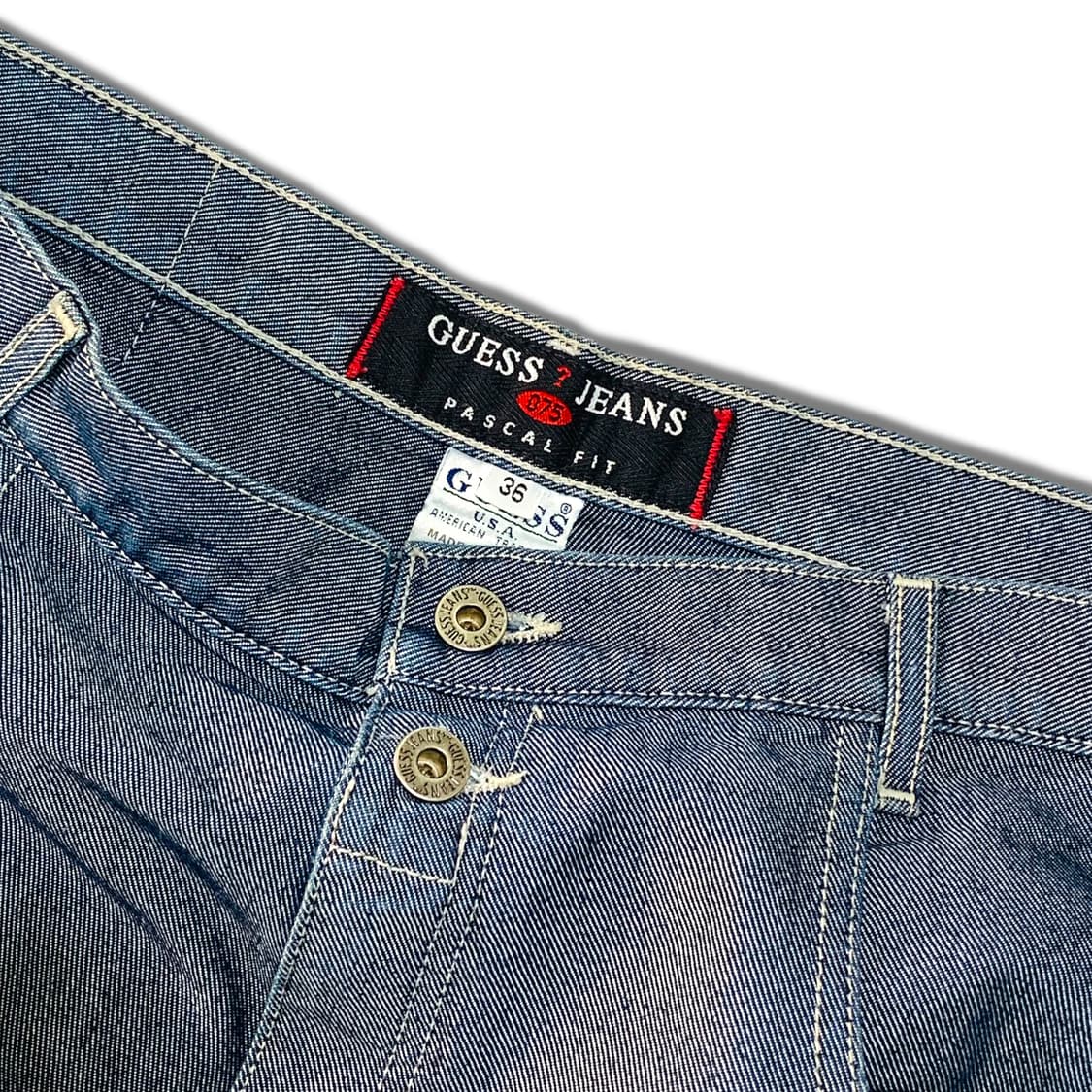 00s GUESS USA 실버 코팅 데님팬츠 상품이미지4
