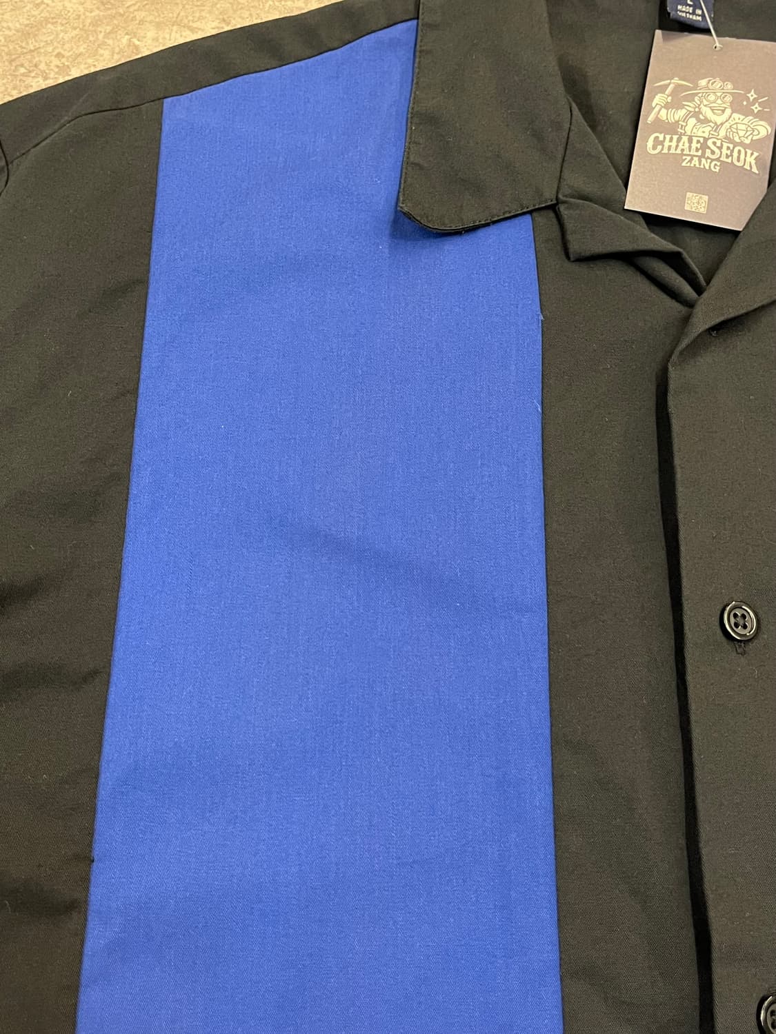 빈티지 Port 배색 반팔 셔츠 블랙 L #csz3561 상품이미지5