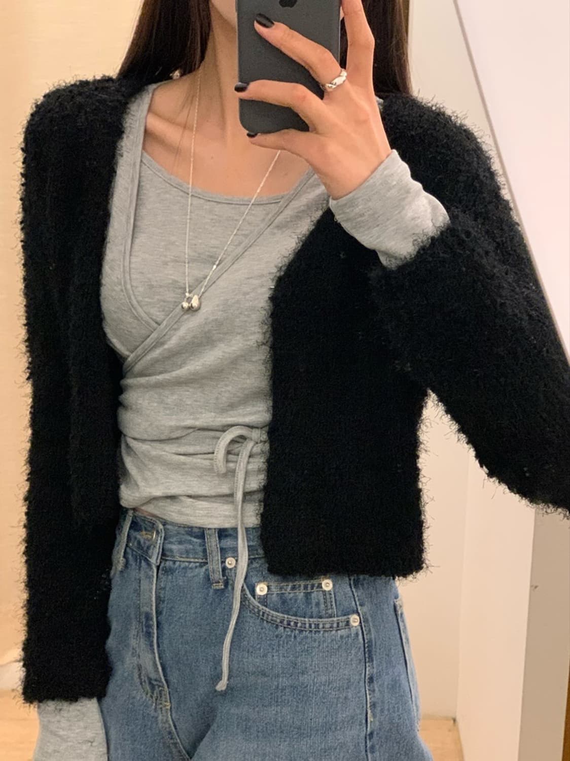 클마로 klmaroe 키드 기모 랩 리본 발레코어 티셔츠 상품이미지5