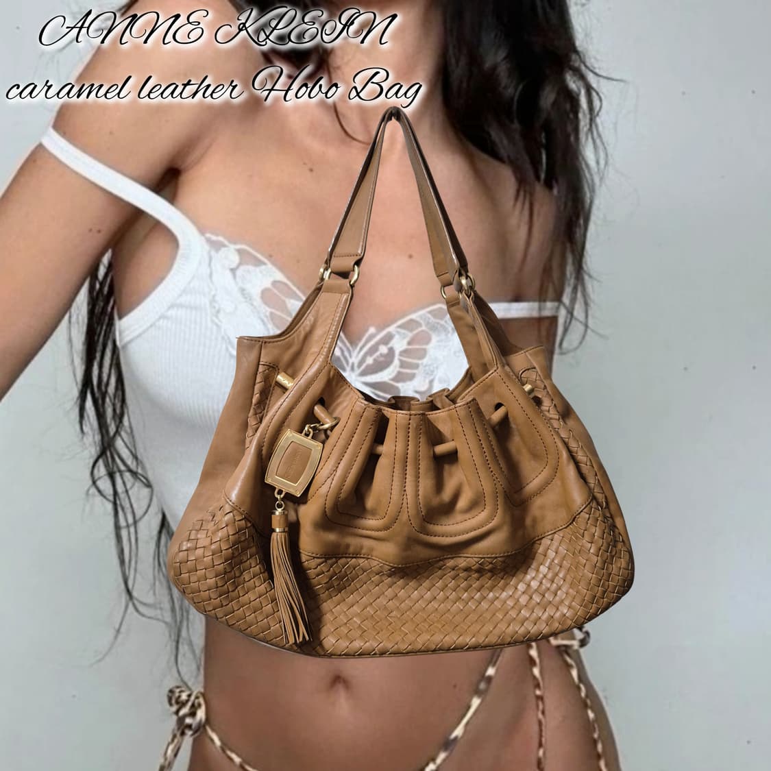 ANNE KLEIN caramel leather Hobo Bag 상품이미지1