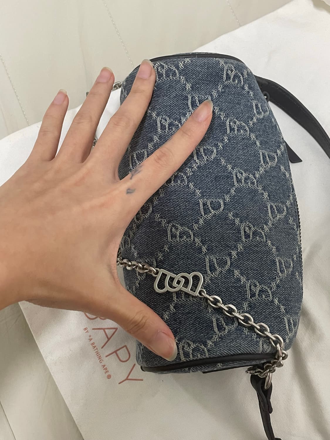 BAPY 원통 데님 y2k 미니 숄더백 상품이미지6