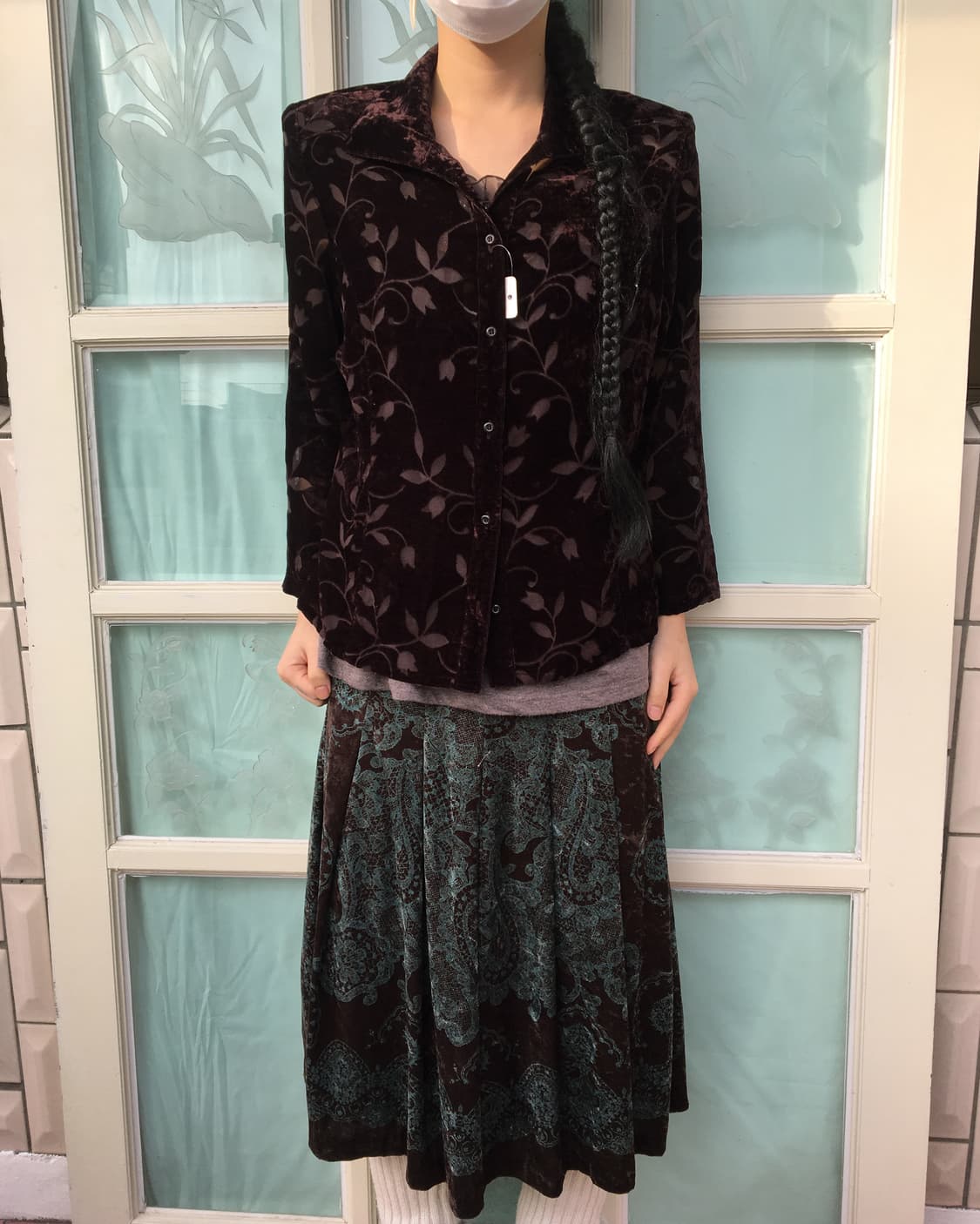 Pattern point velvet shrit 상품이미지5