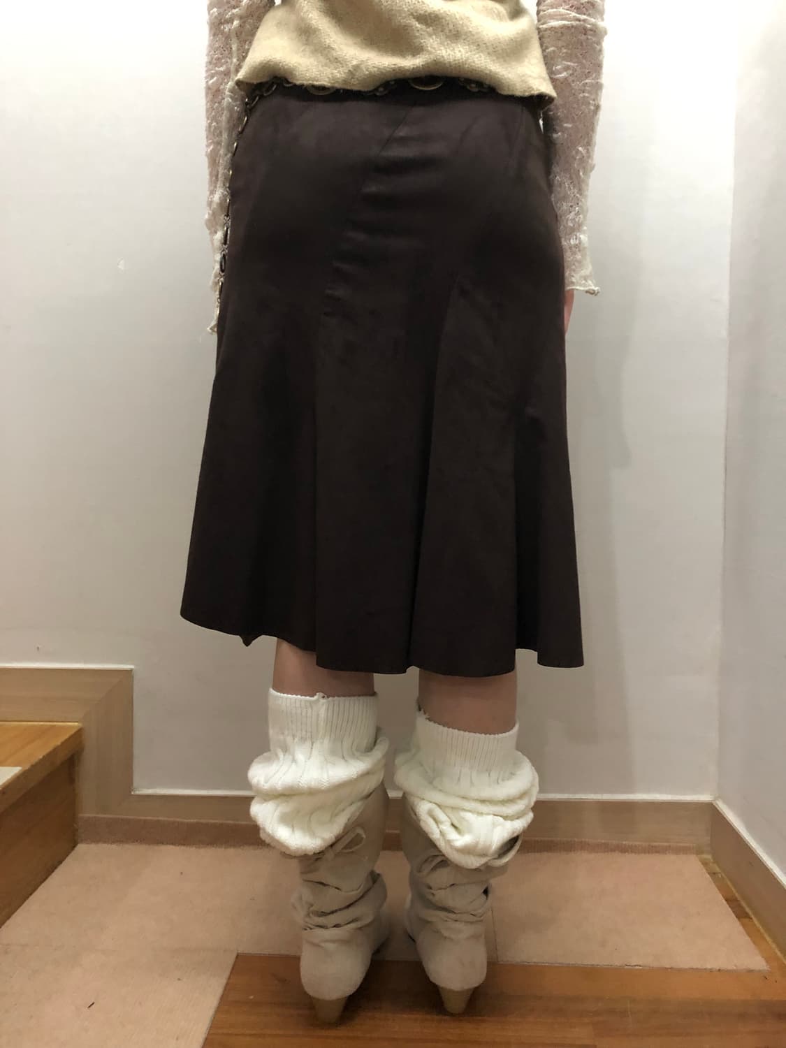 빈티지 브라운 스웨이드 롱 스커트 상품이미지7