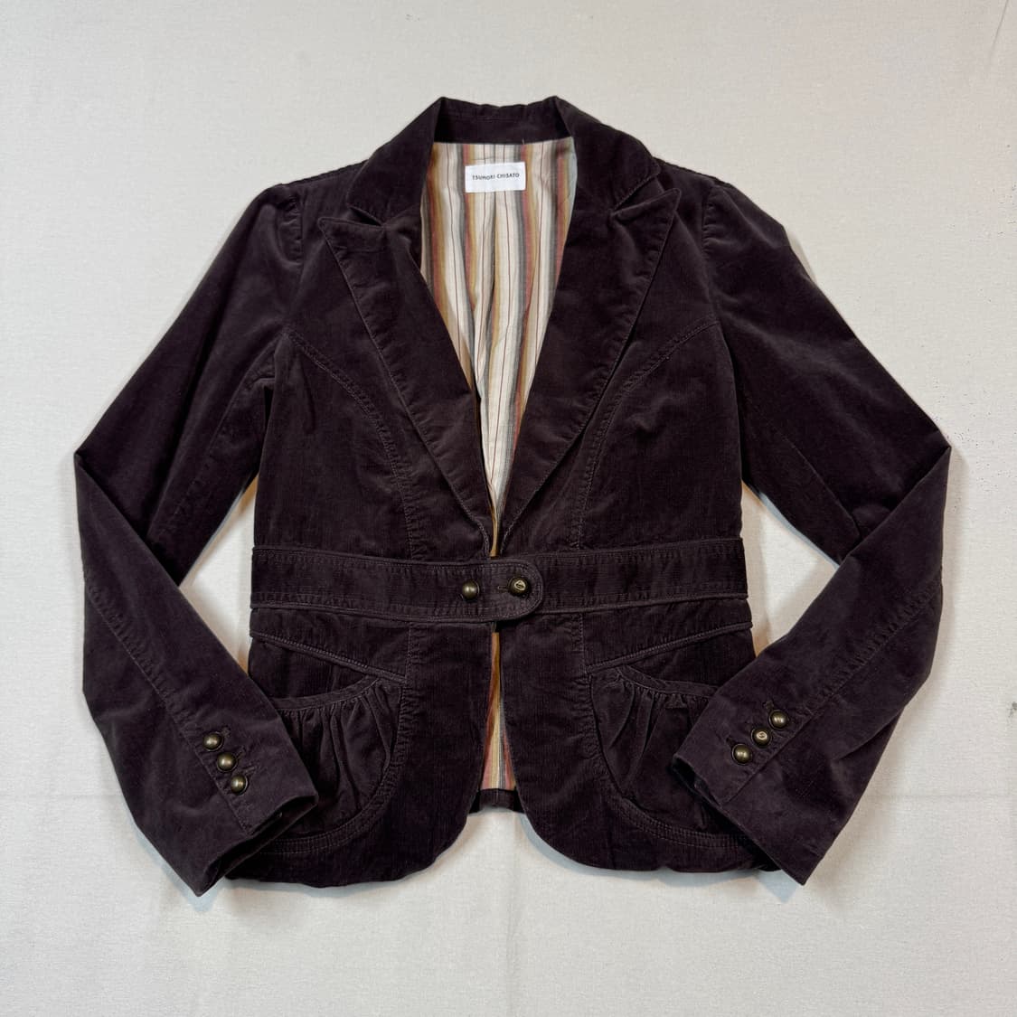 S) 츠모리 치사토 앤틱 코듀로이 테일러드 자켓 상품이미지1
