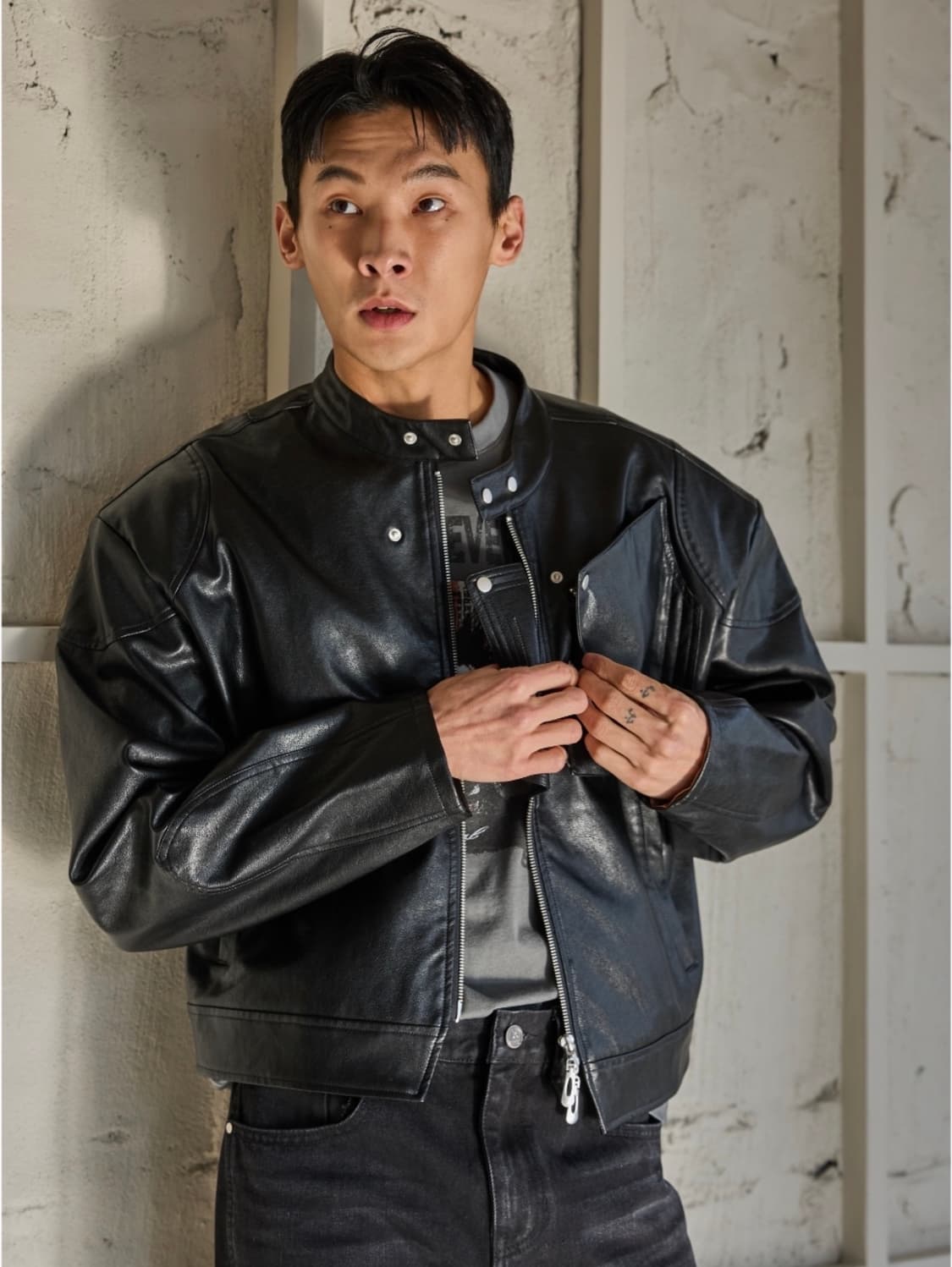 [새제품/3] 본바트 바이커 레더 자켓 - 블랙 상품이미지6