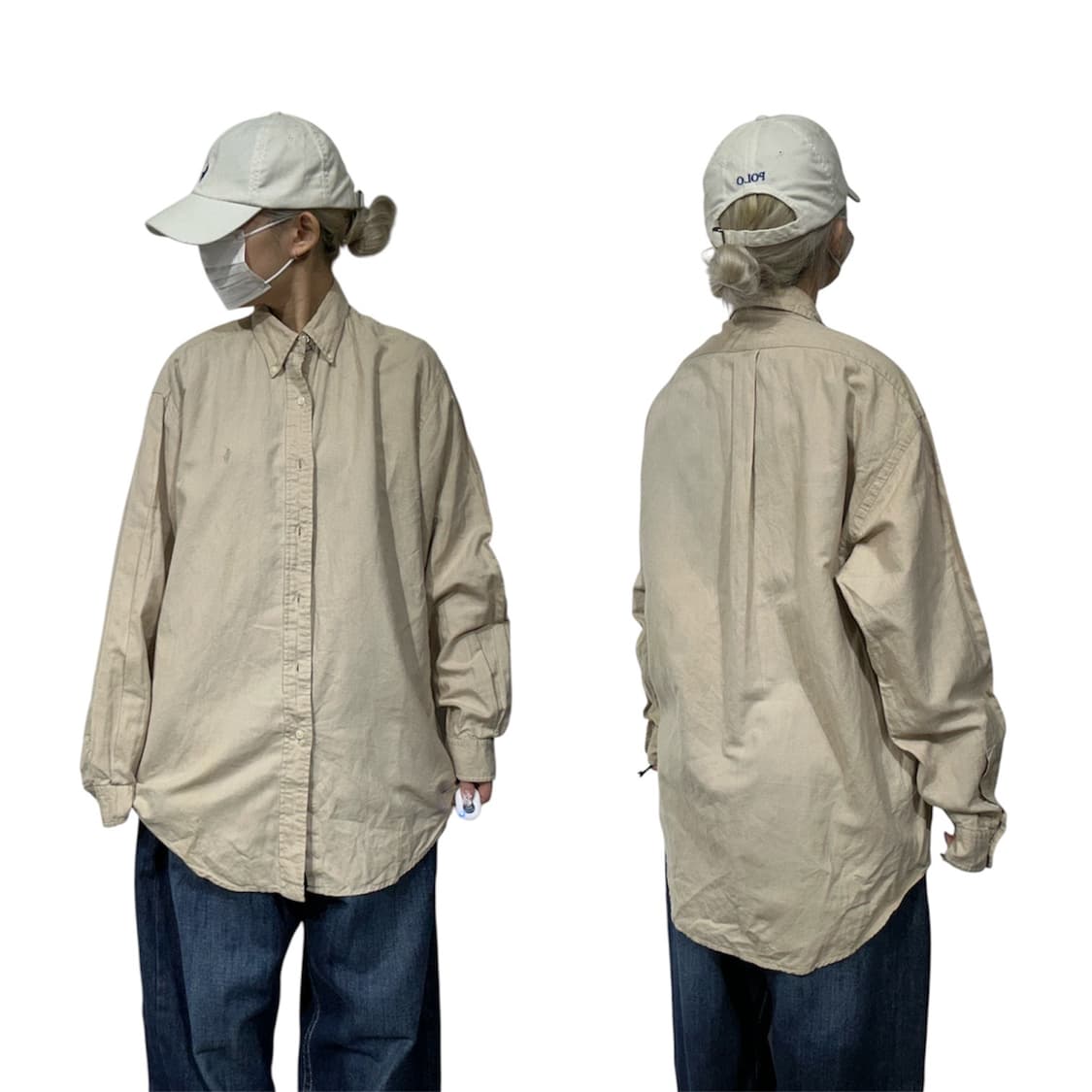 90s 폴로 랄프 로렌 베이지 솔리드 오버핏 셔츠 S 상품이미지1