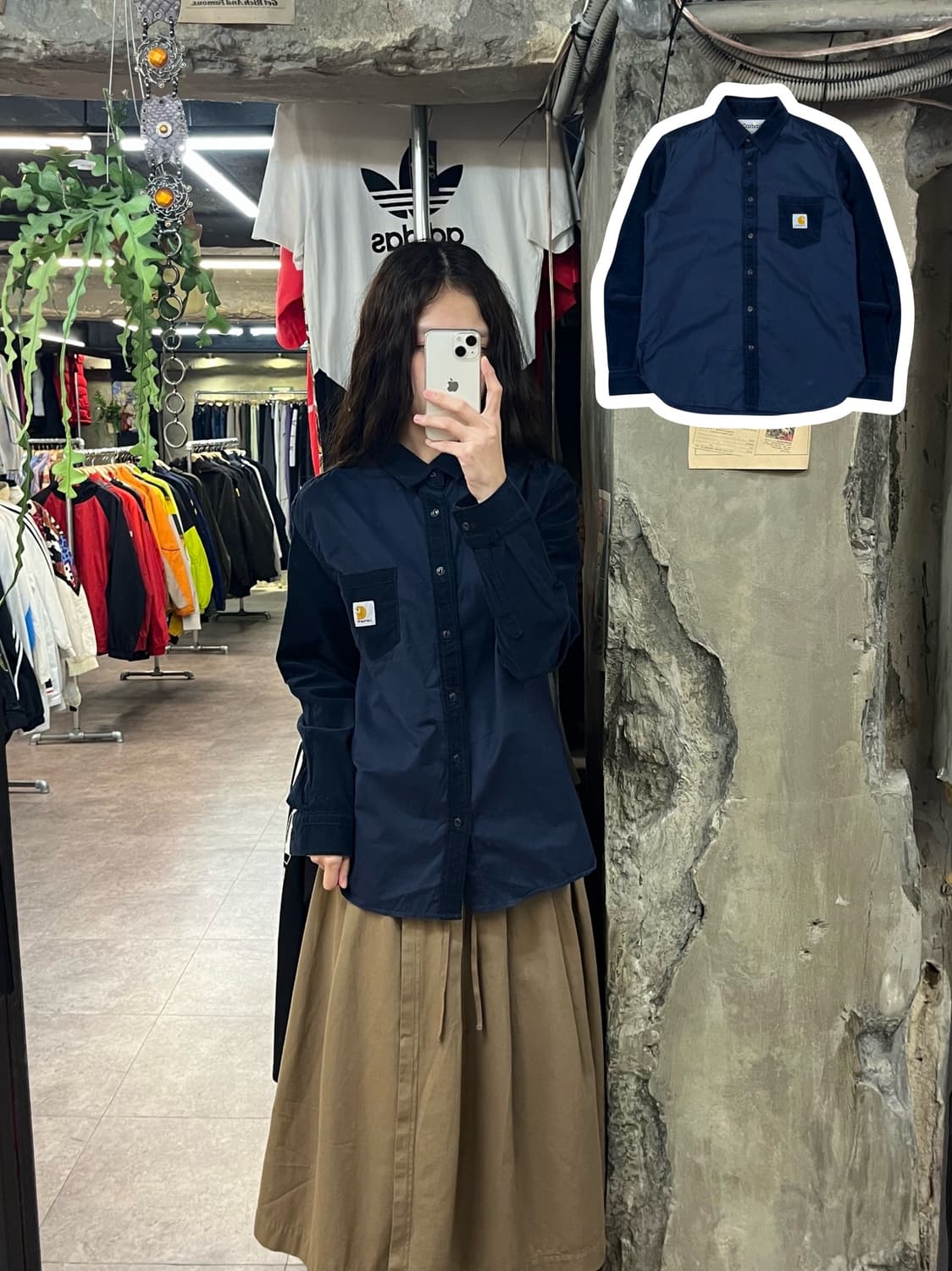 칼하트 골덴 셔츠 네이비 M  #csz1842 상품이미지1