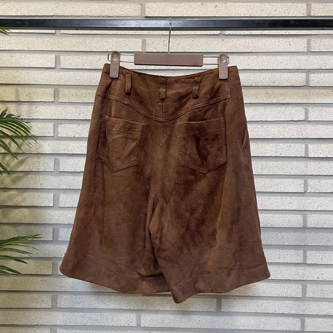 JPN VINTAGE 스웨이드 양가죽 버뮤다 팬츠 와이드핏 디테일 브라운 상품이미지3