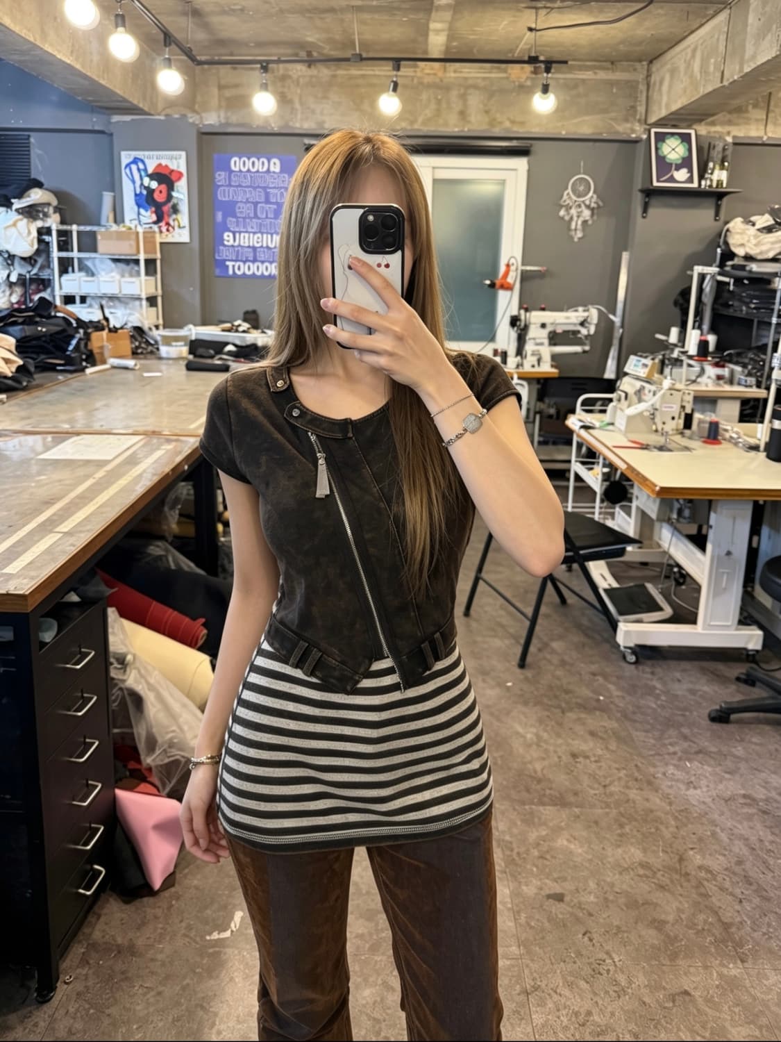 Karen Millen Layered Biker Tee  상품이미지1