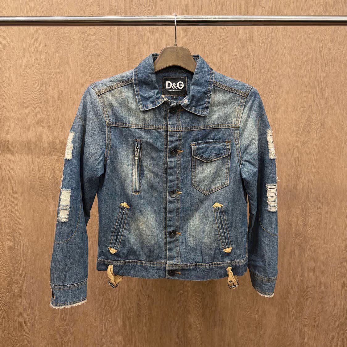 돌체앤가바나 데님 자켓 디스트로이드 포켓 버클 디테일 블루 상품이미지2