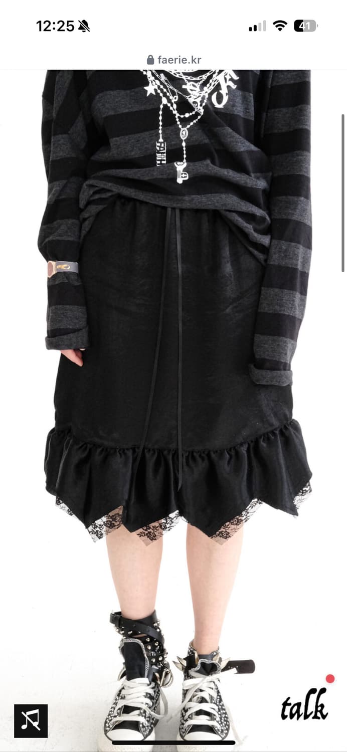 샵페어리 pointed satin midi skirt (black) 상품이미지1